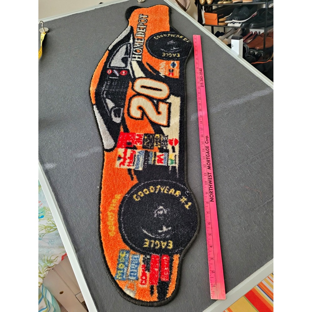 NASCAR #20 Home Depot Goodyear Eagle Car-Shaped Rug 36x12 Orange